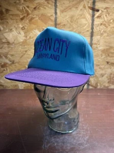 Vintage Ocean City Maryland Snapback Hat Purple Teal Retro Cap - Picture 1 of 11
