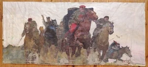Boceto al óleo soviético ucraniano URSS pintura monumental realismo jinetes del Ejército Rojo - Imagen 1 de 12