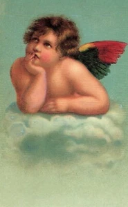Angelo alato arcobaleno tra le nuvole nel pensiero cartolina d'epoca mai usata - Foto 1 di 2