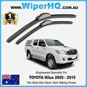 Premium Wiper Blades Aero for Toyota Hilux KUN26 Ute 3.0 D-4D 4WD 2005-2015 - Picture 1 of 8