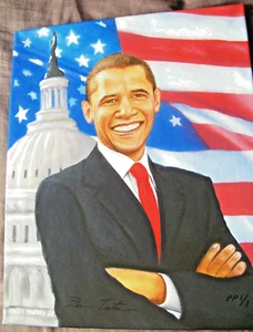 Barack Obama Giclée auf Leinwand Drucker Proof Portrait 1/1 von Ben Teeter - Bild 1 von 9