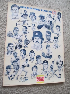 1978 NY Yankees Team Signed Poster 23 Signatures 17x22 Beckett LOA - Image 1 of 4