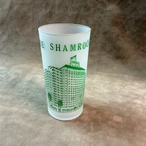 Rare vintage 1950s Shamrock Hotel Houston Texas decorated glass Tumbler Satin - Picture 1 of 8