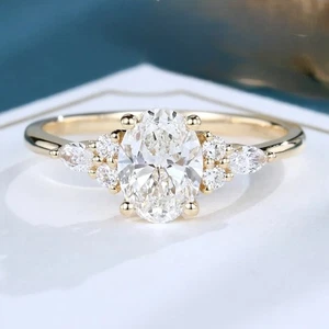 1,75 ct Ovalschliff IGI-zertifiziert im Labor gezüchteter Diamant Verlobungsring 18 K Gelbgold - Bild 1 von 9
