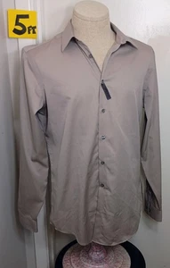 $ 89 NEU Calvin Klein CK graues Button-Down-Hemd für Herren Größe 16 34/35 schmale Passform - Bild 1 von 5