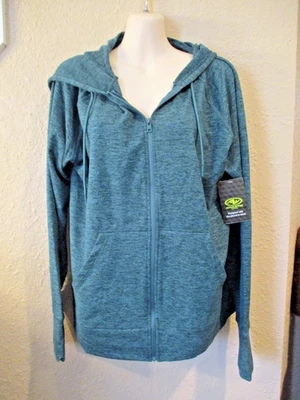 NUEVO CON ETIQUETAS ATHLETIC WORKS Talla L Verde Esmeralda Brezo Buttercore Cremallera Frontal Chaqueta con Capucha Foto 1 de 4