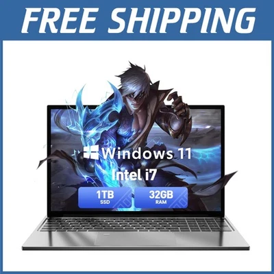 Core i7 Laptop 15.6'' FHD 32GB RAM 1TB SSD Windows 11 - Image 1 of 4