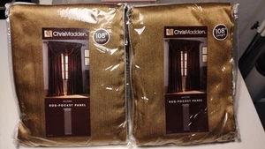 X2 Chris Madden One Rod-Pocket Curtain Hilton Panels topaz gold108 inches - Picture 1 of 3