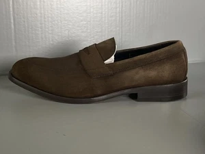 BOSS Hugo Boss Penny Loafer Shoes Mens Size 8 Brown Suede Slip On Dress - Picture 1 of 10