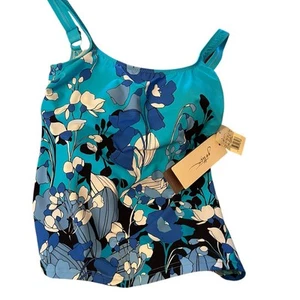 Gottex Damen blau Blumen Kunst Tankini Top Größe 6 - Bild 1 von 6