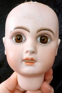 ANTIQUE BISQUE DOLL HEAD, JUMEAU , DOLL HOSPITAL SPARES for REPAIR - Picture 1 of 12