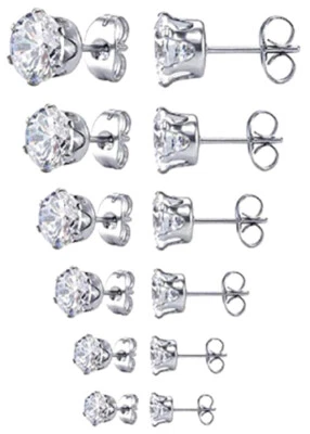 Edelstahl Ohrstecker Zirkonia Ohrringe rund Kinder Frauen Herren Medizin - Bild 1 von 3