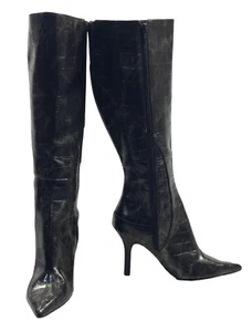 Botas NINE WEST Hasta la Rodilla Cremallera Completa Stiletto Imitación Cuero Look Bronce Talla 7.5 - Imagen 1 de 14