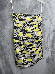 🆕Banana Republic Women’s Strapless Yellow Gray Black Cocktail Dress Size 14 - Picture 1 of 6