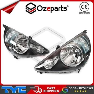 Pair LH+RH Head Light Lamp (Black) For Honda Jazz GD Series 2 2004~2008 GLi VTi - Picture 1 of 6