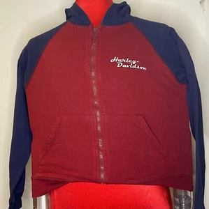 Harley Davidson Unisex Kids Red Twin Cities 2005 Hooded Full Zip Jacket Size M - Picture 1 of 9
