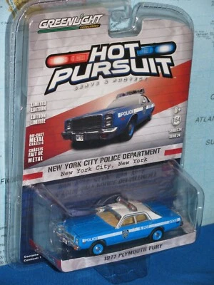 HOT PURSUIT 1977 PLYMOUTH FURY NEW YORK CITY POLICE DEPARTMENT NYPD GREENLIGHT   - Image 1 of 4