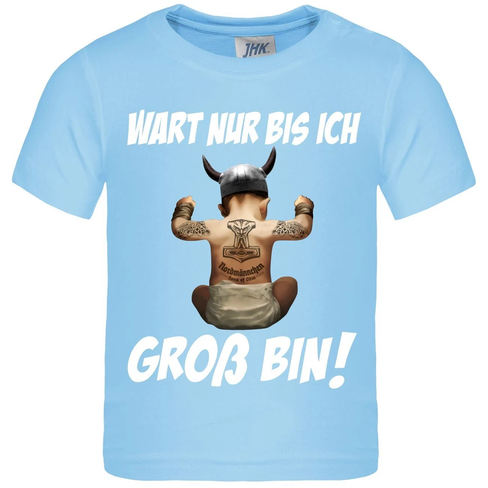 SPAß KOSTET Kinder Baby Shirt Kleiner Wikinger Wart nur bis ich groß bin 62 - 104 geschenk