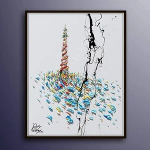 Painting 40" Lighthouse, Original oil painting, rich thick layers, Modern art,  - Picture 1 of 5