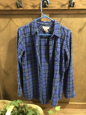 Ocean Pacific OP Blue Flannel Juniors Sz 11/13 Shirt Long Sleeve Button Up - Image 1 of 4
