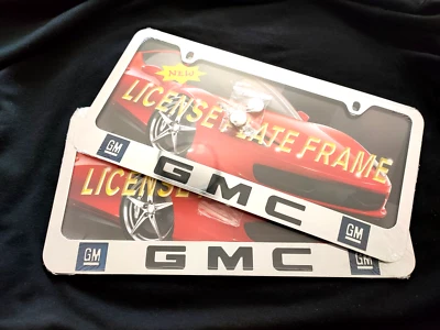 2x GMC Stainless Steel Laser Engraved License Plate Frame Car Metal Logo G.M.C - Image 1 of 4