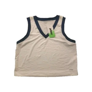 Prince Crop Top tank women's XL white/Navy moisture wicking V Neck Tennis Golf - Picture 1 of 7