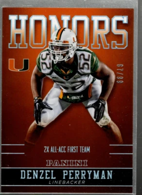 A3862- 2015 Panini Miami Honors Silver #95 Denzel Perryman /99 SAMPLE PIC - Image 1 of 2