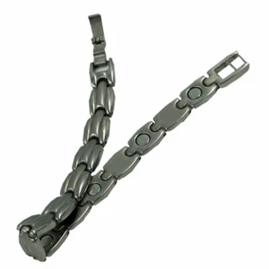 Dick Wicks Magnetic Health Bracelet with Fine Link 3-Strip Silver Mix - Picture 1 of 5