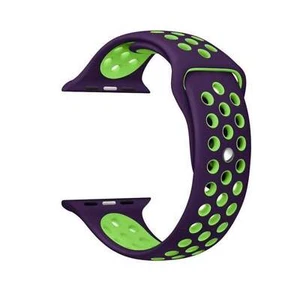 Flexible Durable Lightweight Purple/Green Pin/Tuck Silicone Band For iWatch (38/ - Picture 1 of 4