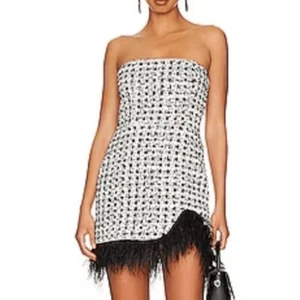 Amanda Uprichard Jazz Dress Kelly tweed rhinestone feather trim Size XS - Picture 1 of 8