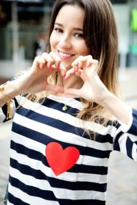 Chinti and Parker Navy Stripe Red Heart Pocket Cotton Top 3/4 Sleeve T Shirt - Picture 1 of 24