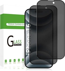 Privacy Anti-Spy Glass Screen Protector For iPhone 16E 16 15 14 13 Pro Plus Max - Picture 1 of 12