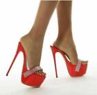 Ladies High Heels Platform Peep Toe Rhinestone Mules Sandals Party Slippers Pump