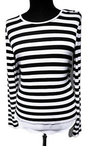 Esprit❤️Lagenlook Shirt mit Blusensaum schwarz/weiß gestreift❤️Gr.XS*36/38 NEU - Bild 1 von 6