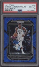 GIANNIS ANTETOKOUNMPO PSA 10 2022 PANINI PRIZM #96 BLUE CHOICE PRIZM /49 BUCKS
