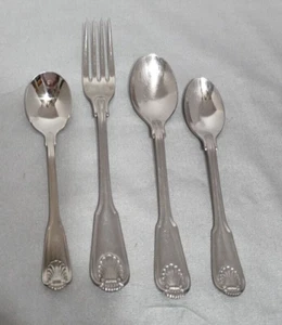 Set misto 3 cucchiai 1 forchetta vintage Towle acciaio inox London Shell - Foto 1 di 6