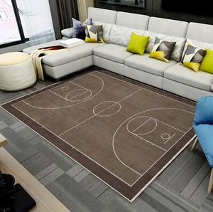 Basketball Court Rug, Basketball Court Printed on a Rug, Decor for Boy's Room - Picture 1 of 9