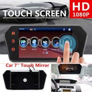 1080P Car 7'' Touch Mirror Rearview Monitor Video Player FM/USB/TF Bluetooth 12V