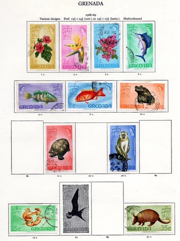 GRENADA  -   1968-69  * 11  USED STAMPS FROM THE SET Cover