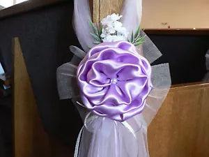 SET OF 6 Lavender Pew Bows, Chair Bows, Arch, Aisle, Table, Wedding dec White - Picture 1 of 10