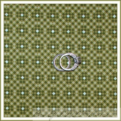 Edredón de algodón BonEful tela FQ verde oliva guinga cuadros metálicos estampado calicó S Foto 1 de 4