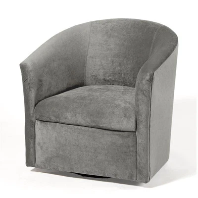 Comfort Pointe Elizabeth Ash Gray Microfiber Swivel Accent Chair - Image 1 of 4