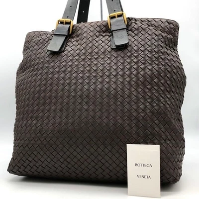Bolso de Mano Bottega Veneta Intrecciato Cuero Marrón Italia Auténtico Usado Foto 1 de 4