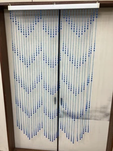 Showa era retro noren curtains blue beads - Picture 1 of 10
