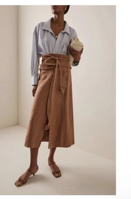 Falda midi ANDRES OTALORA Sintiendo Mucho de lino con cinturón talla M Foto 1 de 4