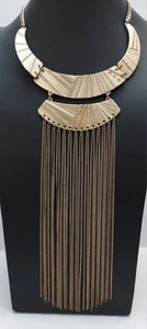 Vintage Egyptian Revival Statement Necklace Goldtone Bib Style - Picture 1 of 18