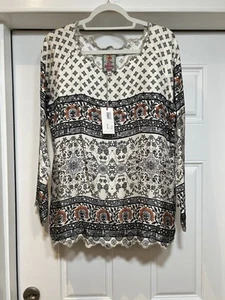 johnny was womens tops Rio Style C16319A9 Multicolor Floral 100% Silk Sz S - Picture 1 of 10