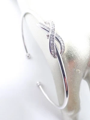 NEW Dainty 18kt Gold Plated Crystals Infinity Forever LOVE Thin Cuff Bracelet - Image 1 of 4