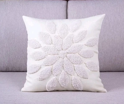 3D Floral Throw Pillow Covers 18"x18" Off White - Set of 2 NEW - Image 1 of 3