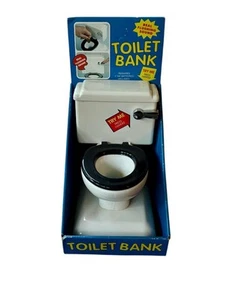 Vintage 1994 Fun-Damental Too Toilet Bank Piggy Bank With Flush Sound WORKS NIB - Picture 1 of 9